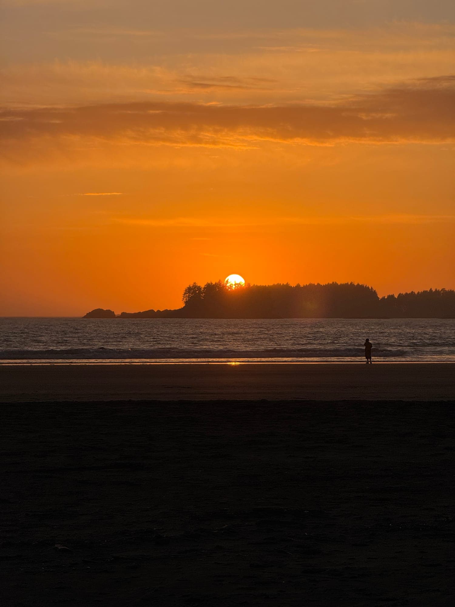 Sunset over the ocean on the Vancouver Island coast